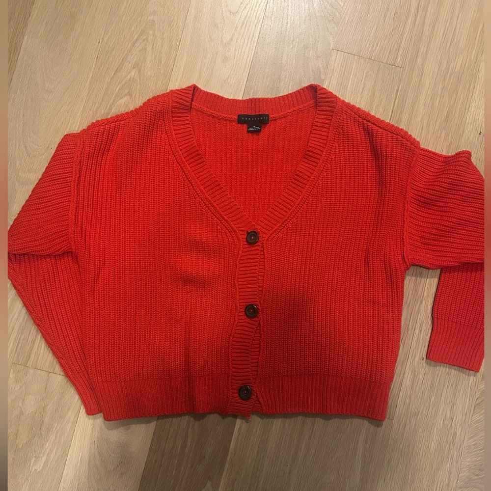 Chunky Knit Bright Red Cardigan
